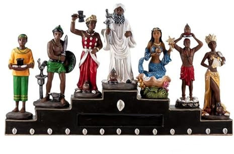 Inmaculada Romero IR Potencias Africanas en Trono Figura 39 cm. panteón Yoruba Obatala Chango Ochun Yemaya Orula