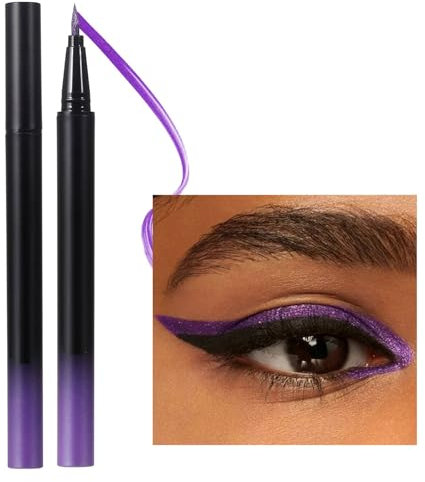 Lápiz de maquillaje de ojos líquido ultrafino, resistente al agua, lápiz delineador brillante de larga duración, fácil de usar, maquillaje resistente a las manchas para mujeres (morado)
