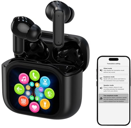 Wireless Bluetooth Touch Screen AI Language Translation Translating Earbuds Real Time Active Noise Cancelling Headphones In Ear Smart Touchscreen ANC Earphones Language Translator Ear Buds for Work