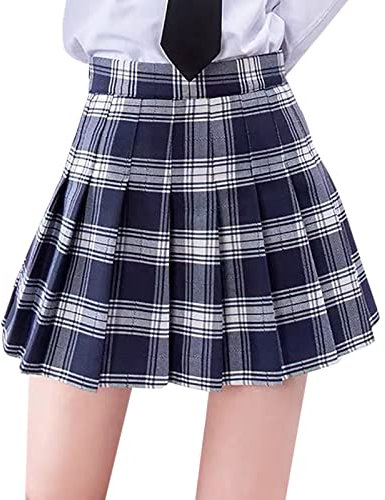 Jupe courte plissée à carreaux pour femme - Taille haute - Jupe plissée - Jupe trapèze - Tenue basique - Pour l'école et les filles - Jupe de sport décontractée - Jupe écossaise élégante - Mini jupe