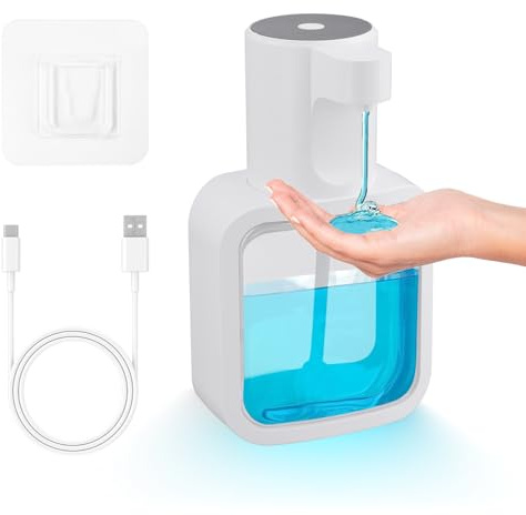 Seifenspender Automatisch, 16.91oz/500ml Schaumspender Elektrischer Seifenspender mit Sensor, Wiederaufladbarer Seifenspender Wandmontage für Bad, Küche, 3-Stufig Einstellbares Flüssig (weiß)