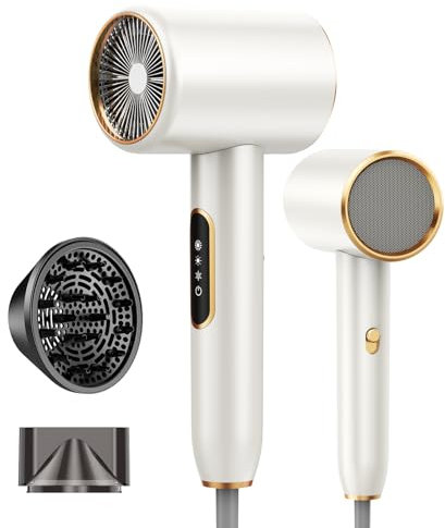 Secador de Pelo Profesional Iónico 2400W, Secadores de Pelo Iónico Real, Hair Dryer 3 Temperaturas 2 Velocidades, Secador Ionico con Concentrador y Difusor