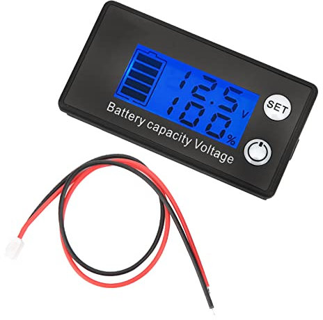 Telituny Misuratore della Batteria, Monitoraggio della Batteria Digitale 7-68 V, Tester Percentuale di Tensione LCD per Litio/acido (Retroilluminazione digitale blu)