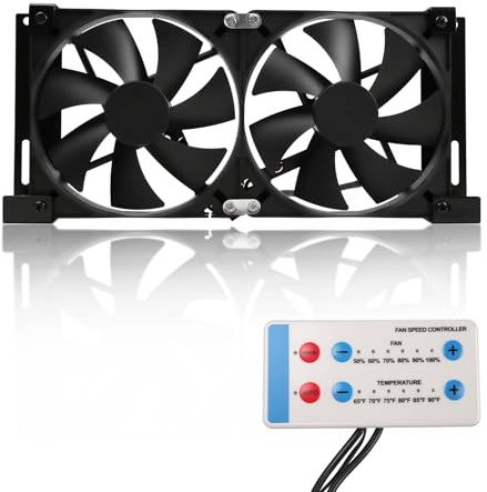 Glvvexa Ventilador de ventilación para nevera y rejilla de ventilación, 140 mm, 12 V, con modos manual/automático, resistente al agua