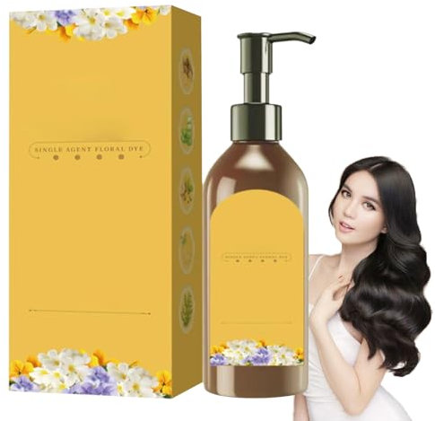 Shampoo colorante per capelli – colore naturale dei fiori, colore durevole | Singola di tintura per capelli scuri per donne e anziani per una lucentezza morbida e una copertura sicura per capelli