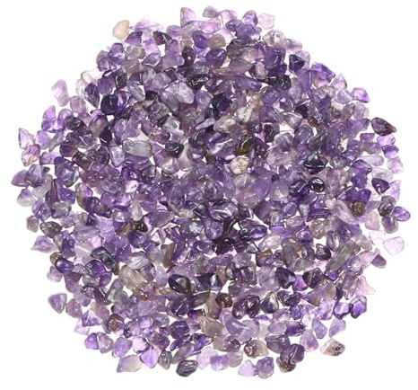 M METERXITY Tumbled Chips Stone 5-7 mm Crushed Crystal Quartz, Purple | 0.22lb/100g, Assorted, Irregular Shaped, Pieces, For Vases Filler, Aquarium, Succulent Plants Decor