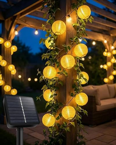 Afaiup Solar Lampions außen wetterfest,8M 30 LED Laternen lichterkette außen solar, 8 Modi solar lichterkette aussen für Garten, Balkon,Hof,Fest Deko (Warmweiß)