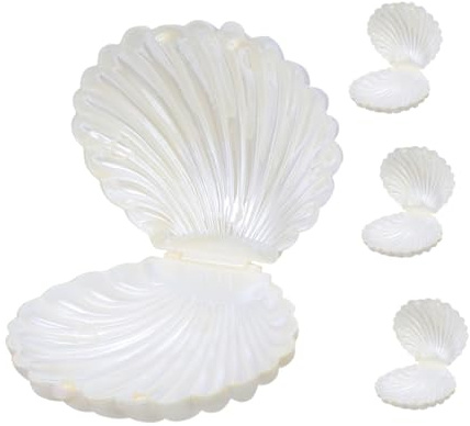 HOODANCOS 4 Stück Muschel Aufbewahrungsbox für Muscheln und Schmuck aus Pp mit Perlmuttfarbenem Design Vielseitig für Strandpartys und Elegante Hochzeiten Geeignet
