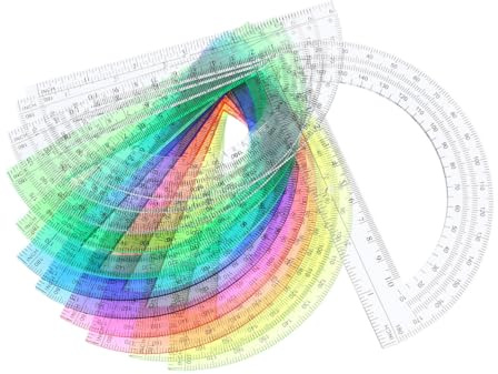 SWETRACE Goniometri Doppia Misurazione in Plastica Semicircolari Set 12 180 Gradi per Studenti Artisti e Scolastici