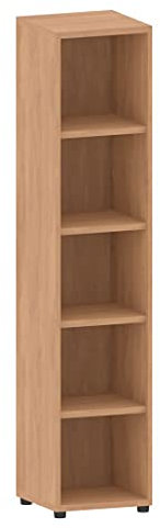 Aktenregal 5 Fächer versch. Farben | Büroregal 5 OH aus Holz | Büromöbel Ordnerregal Standregal H183 x B40 x T40 cm | höhenverstellbare Regalböden u. Stellfüße | hauseigene Fertigung (Buche)