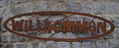 Edelrost Schild Willkommen 60cm x 14cm zum Aufhängen