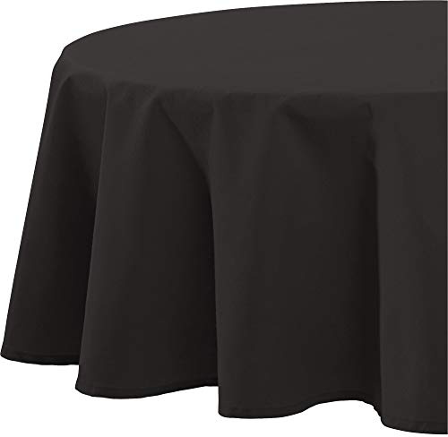 REDBEST Tischdecke, Tischwäsche Uni Seattle, 100% Baumwolle anthrazit Größe rund: 160 cm Ø - Robustes, glattes Gewebe, mit hochwertigem Kuvertsaum