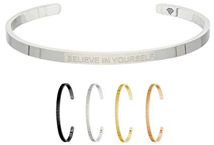 Max Palmer | Armband/Armreif mit Spruch - Gravur Believe IN Yourself [01.] - Silber