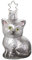 Christbaumschmuck Glas 6.5cm Katze mundgeblasen handbemalt Haustiere Weihnachtskugeln grau