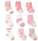 Cotton Coming Rosa Cotone Bambina Neonata Calzini ，9 Paia Carino Bambino Calzamaglie Neonata, Calzini per bambina (1-3 anni,EU19-22)