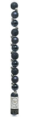 Kaemingk Set of 14 Mini Matt/Shiny/Glitter Christmas Tree Baubles Mix in Tube - 3cm Midnight Blue