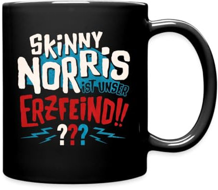 Spreadshirt Die Drei Fragezeichen Skinny Norris Tasse, Schwarz, Keramik, 325 ml