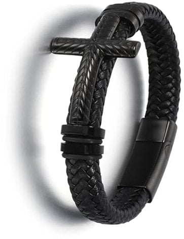 WIRMEC Lederarmband Herren Klassisch Schwarz Leder Wickelarmband Metall Magnetschnalle Mode Armband Armband Geburtstagsgeschenk