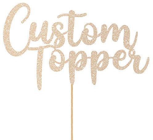 Any Text Personalised Glitter Cake Topper - Rose Gold Name, Age, Words Glitter Cake Decoration and Sprinkles - Happy Birthday Decorations - Personalised Toppers for Cakes by Cakeshop
