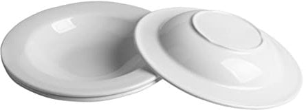 M&B GWPP Melamin-Kunststoff-Pastateller, Suppenteller mit breitem Rand für Salat, Dessert, tiefe Teller – 3er-Set (weiß)