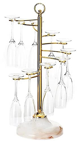 Wine Glass Rack Porte-Verre À Vin de Comptoir,Support de Verre À Vin Autoportant À La Mode avec 10 Crochets,Porte-Verres Suspendu pour Stockage D'affichage de Décor Bar Cuisine