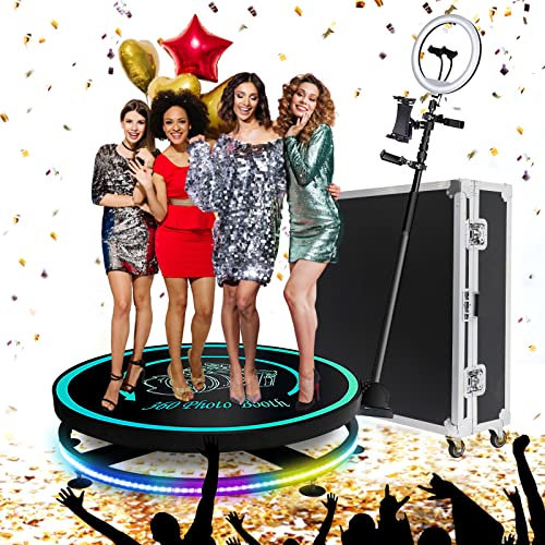 ZLPOWER 360 Photo Booth Machine 100cm with Software for Parties Free Logo Customization 6 People Stand on APP Remote Control Automatic Slow Motion 360 Spin Camera Video Booth - 39.4+Flight Case