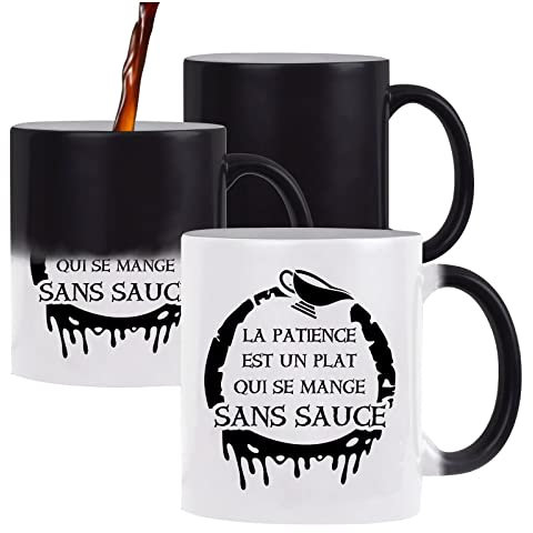 Mug magique La patience est un plat qui se mange sans sauce Perceval | Tasse qui change de couleur avec la chaleur
