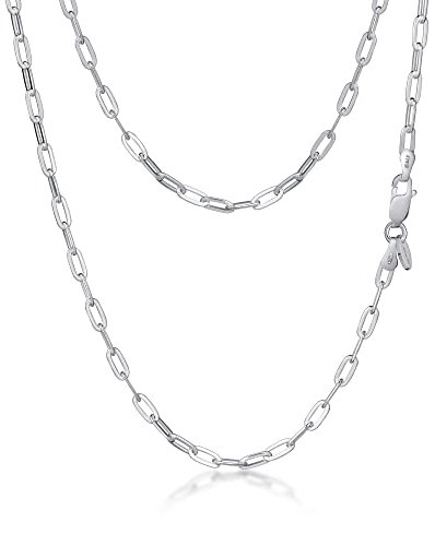 Amberta Damen Büroklammer Halskette aus 925 Sterling Silber: 3 mm 60 cm/24 inch