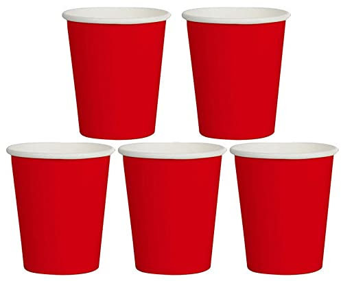 ZZDXW Gobelets en Carton pour Café 50/100 Pièces,Gobelets Jetables Anniversair Noir Rouge,Tasse A Cafe Jetables Mariage,Beer Pong Cup,Tasse en Carton À Boire,Tasse Café Jetable Expresso Party