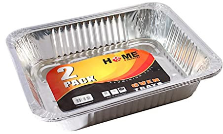 Best House Medium Size Rectangular Aluminium Foil Baking Trays - Disposable Pans for Food Storage, Baking, Roasting, Takeaway and Party (L 32 x W 26 x H 6.5 cm) (Pack of 10 Trays)