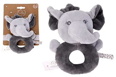 Dodo d'AMOUR - Schmusetier Rassel - Elefant - 037391 - Grau - Fleece - Geburt - Plüschtier - Baby - Beruhigend - Weich - Waschbar - 13 cm x 10 cm - Ab 0 Monaten