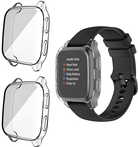 HOMTERN 2er-Pack Hüllen kompatibel mit GARMIN Venu Sq 2 Hülle und Venu Sq Hülle, flexible TPU-Vollabdeckung, stoßfeste, kratzfeste Schutzhülle, transparent