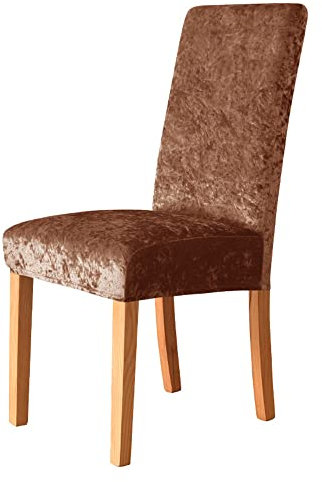 Morbuy Einfarbig Stuhlhussen Set Stretch Stuhlbezug für Esszimmerstühle, Leuchtende Samt Waschbarer Stuhlhussen Schwingstühle Stuhlüberzug für Haus Hotel Hochzeit Partys (6er Set,Kaffee)
