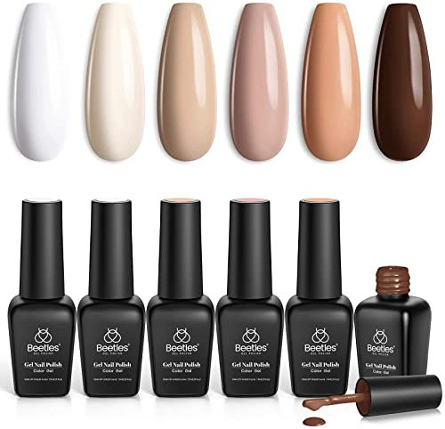 Beetles UV Gel Nagellack Set - 6 Farben Schnelltrocknend DIY Gel Polish Nail Nageldesign Kit LED Lampe Trocken für Frauen Anfänger Nail Art 7.5ml