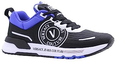 VERSACE JEANS COUTURE Sneakers Fondo Dynamic DIS. 25 nere blu e bianche, Nero Bianco Blu, 44 EU