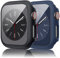[2 Pezzi] Tobfit Cover per Apple Watch 42mm Series 3/2/1 con Pellicola Protettiva, Custodia Rigida con Vetro Temperato (42mm, Nero+Blu Navy)