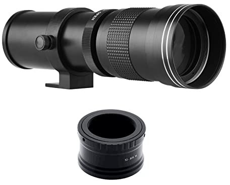 LAURAG Camera MF Super Telephoto Zoom Lens F/8.3-16 420-800mm T2 Mount with M-mount Adapter Ring 1/4 Thread Replacement for Canon M M2 M3 M5 M6 Mark II M10 M50 M100 M200 Cameras