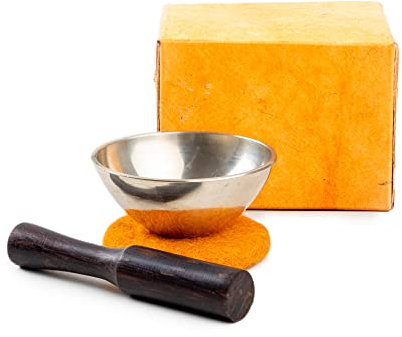Mini tibetisches Klangschalen-Set – süßes Yoga-Geschenk | Leicht zu tragen | Einzigartige Klangschale aus Bronze, authentische handgefertigte kleine Klangschale für Meditation und Heilung (2 Zoll)