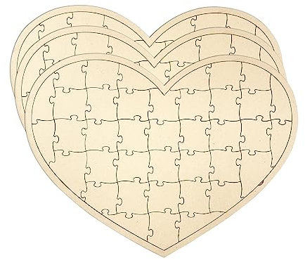 3 Pack Blank Wooden Heart Shaped Jigsaw Puzzle Unfinished Wooden Puzzle Board 12x16 Inch Heart Shaped Canvas for DIY