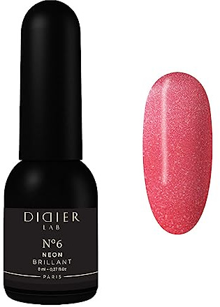 DIDIER LAB Premium Brillant Neon No.06 Flash Gel Polish – Pink UV/LED Glitter Gel With Diamond Shine – Highly Pigmented Self-Levelling Varnish – Long-Lasting High Gloss Colour – Shine Effect – 8ml