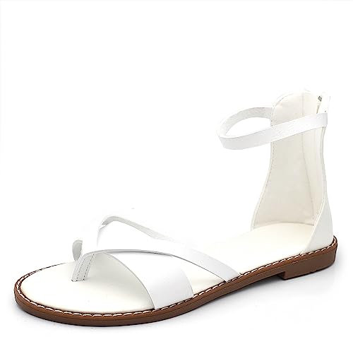 IF Fashion Scarpe Sandali Bassi Infradito Gladiatore Stivali Estivi da Donna 6868-136 bianco N.36