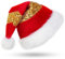 CITÉTOILE Erwachsene Weihnachtsmütze, Spleißstreifen mit Goldstickerei, verdickte Winter Weihnachtshut mit Plüsch Ball, Unisex Nikolausmütze, Rot