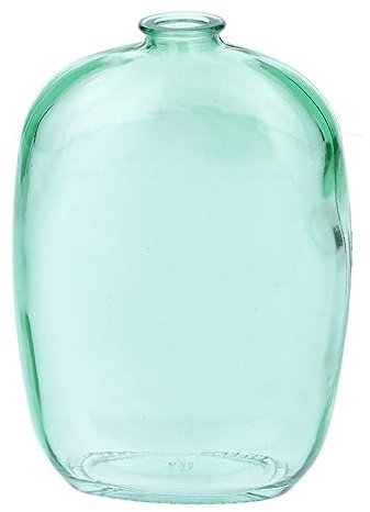 INNA-Glas Glas Meplatflasche PAISANTO, türkis-klar, 10x4,5x14,5 cm - Kleine Design Vase/Deko Flasche