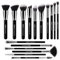 Z'OREYA Lot de 16 pinceaux de maquillage synthétiques Kabuki de qualité supérieure pour fond de teint, anti-cernes, poudre, blush, fard à paupières, noir