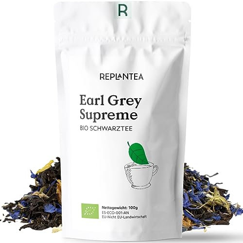 Bio Earl Grey Tee Lose 100g (50 Tassen) | Schwarzer Tee mit feinstem Bergamotte Öl REPLANTEA