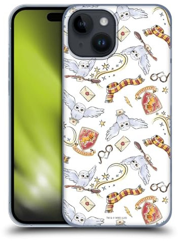 Head Case Designs Offizielle Harry Potter Hedwig Owl Muster Deathly Hallows XIII Harte Rueckseiten Handyhülle Hülle Huelle kompatibel mit Apple iPhone 15