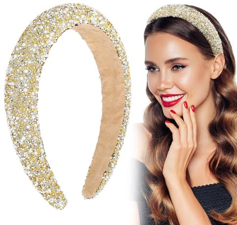 BOFUNX Damen Haarreif Glitzer Strass Haarreif Breit Haarband Stirnbänder für Frauen Mädchen Geburtstagsgeschenk Hochzeit Braut Haarschmuck