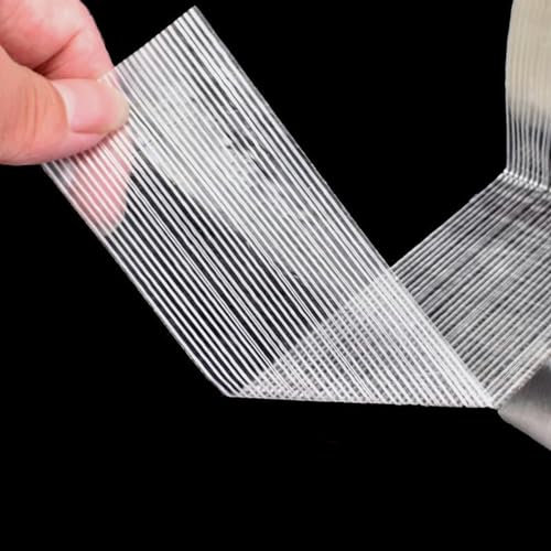 ZFISH 5mm-40mm 50M Nastro in fibra di vetro resistente Nastro adesivo a strisce trasparenti su un lato Nastro per reggette industriali Sigillo fisso-40mm