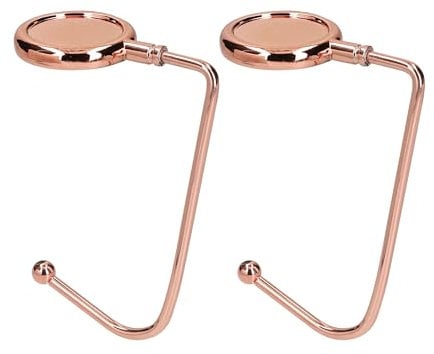 kwmobile 2x Gancio Borsa da Tavolo - Appendi Borsa in Alluminio Antiscivolo Antigraffio - Set Appendiborsa per Tavoli e Scrivanie max. 3kg - oro rosa