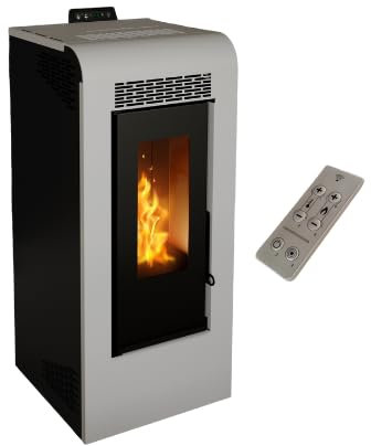 Stufa a Pellet Ventilata Giulia 10 Bianca 10,26 KW 4 Stelle 100 m2 riscaldabili (Stufa + Telecomando)
